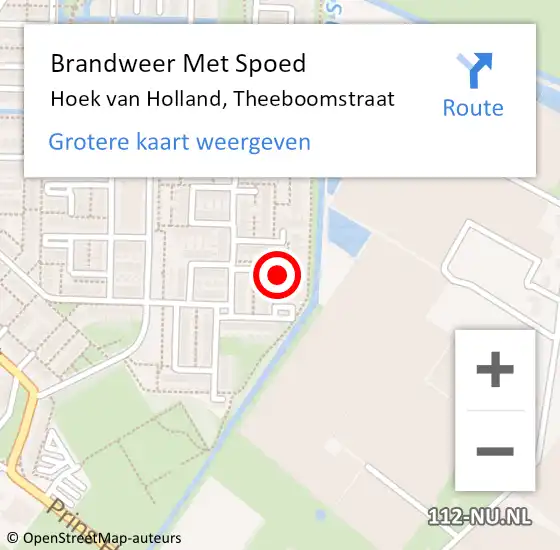 Locatie op kaart van de 112 melding: Brandweer Met Spoed Naar Hoek van Holland, Theeboomstraat op 19 maart 2021 15:57