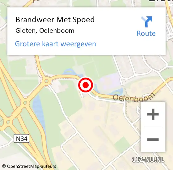 Locatie op kaart van de 112 melding: Brandweer Met Spoed Naar Gieten, Oelenboom op 19 maart 2021 16:53