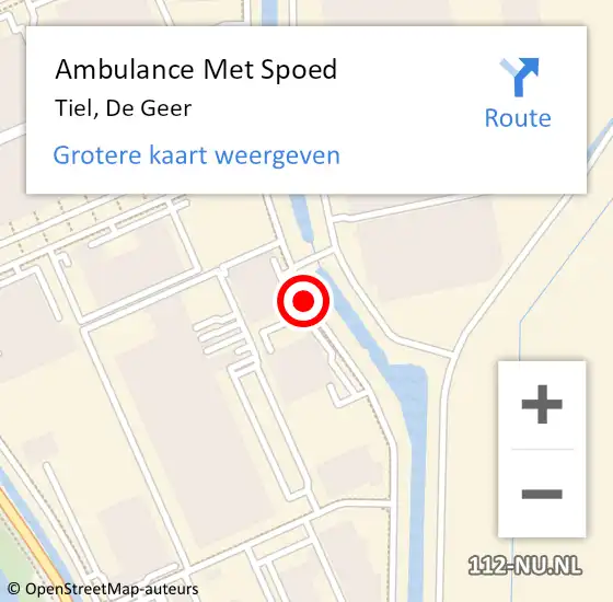 Locatie op kaart van de 112 melding: Ambulance Met Spoed Naar Tiel, De Geer op 19 maart 2021 18:20