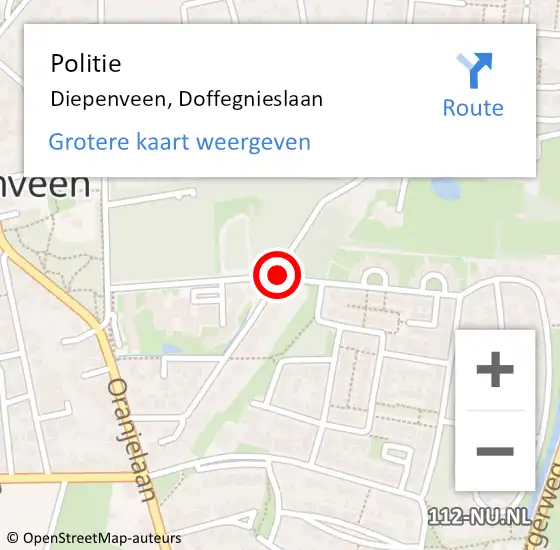 Locatie op kaart van de 112 melding: Politie Diepenveen, Doffegnieslaan op 19 maart 2021 18:49