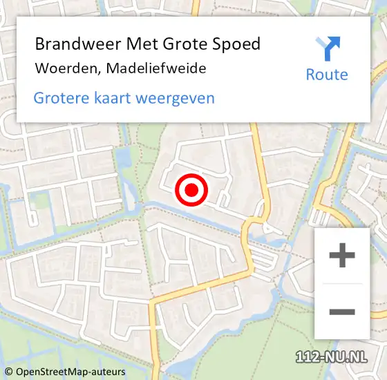 Locatie op kaart van de 112 melding: Brandweer Met Grote Spoed Naar Woerden, Madeliefweide op 19 maart 2021 20:30