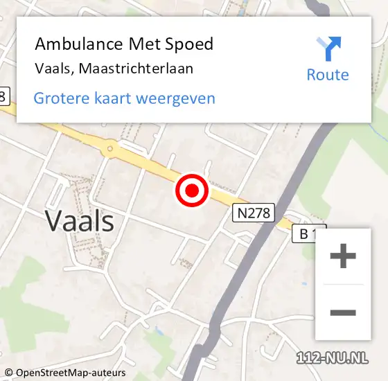 Locatie op kaart van de 112 melding: Ambulance Met Spoed Naar Vaals, Maastrichterlaan op 5 juni 2014 11:57