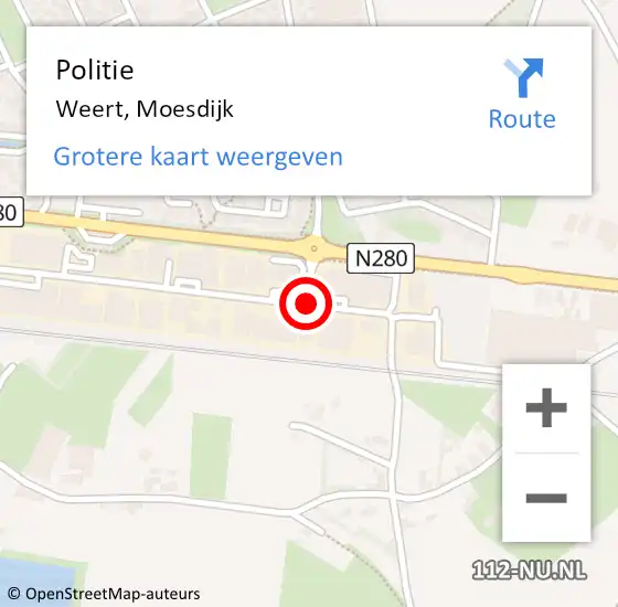 Locatie op kaart van de 112 melding: Politie Weert, Moesdijk op 20 maart 2021 02:14