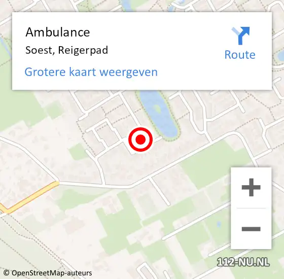 Locatie op kaart van de 112 melding: Ambulance Soest, Reigerpad op 5 juni 2014 12:30