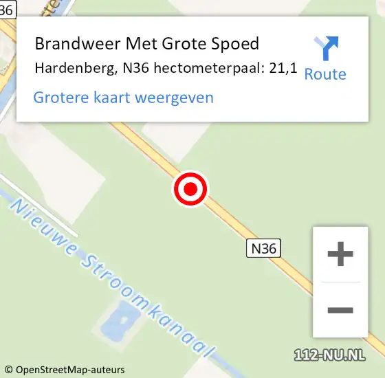 Locatie op kaart van de 112 melding: Brandweer Met Grote Spoed Naar Beerzerveld, N36 hectometerpaal: 22,9 op 5 juni 2014 12:39