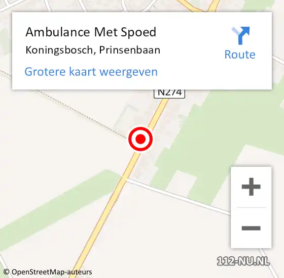 Locatie op kaart van de 112 melding: Ambulance Met Spoed Naar Koningsbosch, Prinsenbaan op 5 juni 2014 12:45