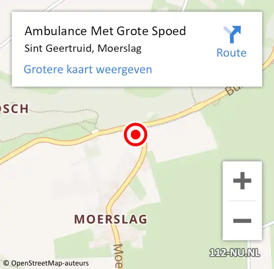 Locatie op kaart van de 112 melding: Ambulance Met Grote Spoed Naar Sint Geertruid, Moerslag op 5 juni 2014 12:48