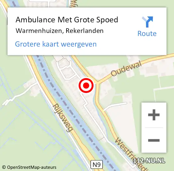 Locatie op kaart van de 112 melding: Ambulance Met Grote Spoed Naar Warmenhuizen, Rekerlanden op 20 maart 2021 13:58