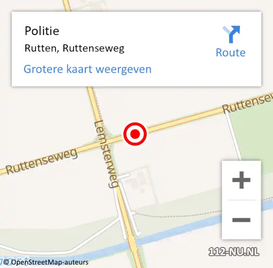 Locatie op kaart van de 112 melding: Politie Rutten, Ruttenseweg op 20 maart 2021 14:11