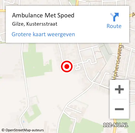 Locatie op kaart van de 112 melding: Ambulance Met Spoed Naar Gilze, Kustersstraat op 5 juni 2014 12:59