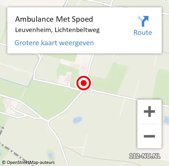 Locatie op kaart van de 112 melding: Ambulance Met Spoed Naar Leuvenheim, Lichtenbeltweg op 20 maart 2021 14:53