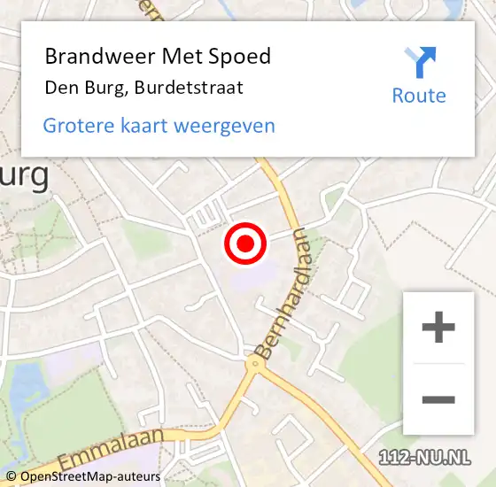 Locatie op kaart van de 112 melding: Brandweer Met Spoed Naar Den Burg, Burdetstraat op 20 maart 2021 15:07