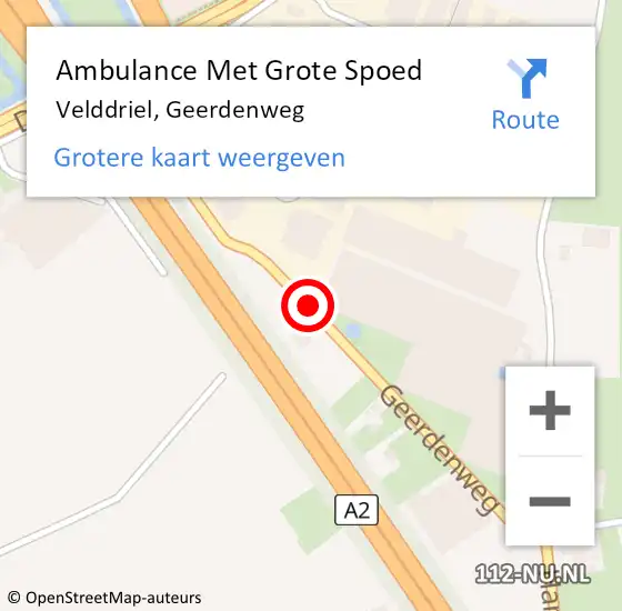 Locatie op kaart van de 112 melding: Ambulance Met Grote Spoed Naar Velddriel, Geerdenweg op 20 maart 2021 15:59