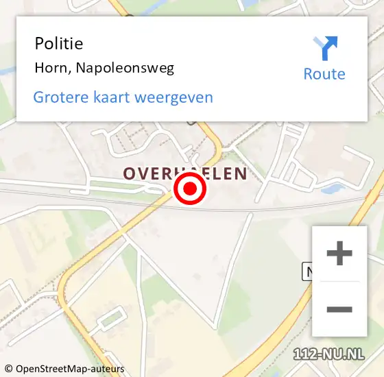 Locatie op kaart van de 112 melding: Politie Horn, Napoleonsweg op 20 maart 2021 17:30