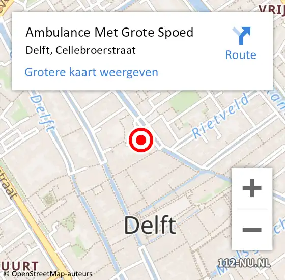 Locatie op kaart van de 112 melding: Ambulance Met Grote Spoed Naar Delft, Cellebroerstraat op 20 maart 2021 18:09