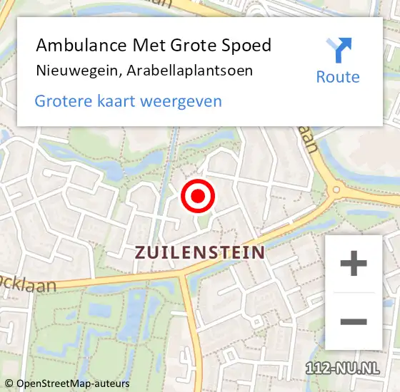 Locatie op kaart van de 112 melding: Ambulance Met Grote Spoed Naar Nieuwegein, Arabellaplantsoen op 20 maart 2021 18:40