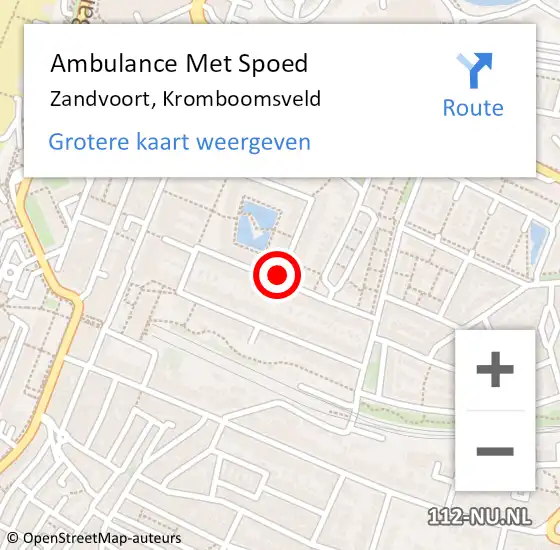 Locatie op kaart van de 112 melding: Ambulance Met Spoed Naar Zandvoort, Kromboomsveld op 20 maart 2021 18:44