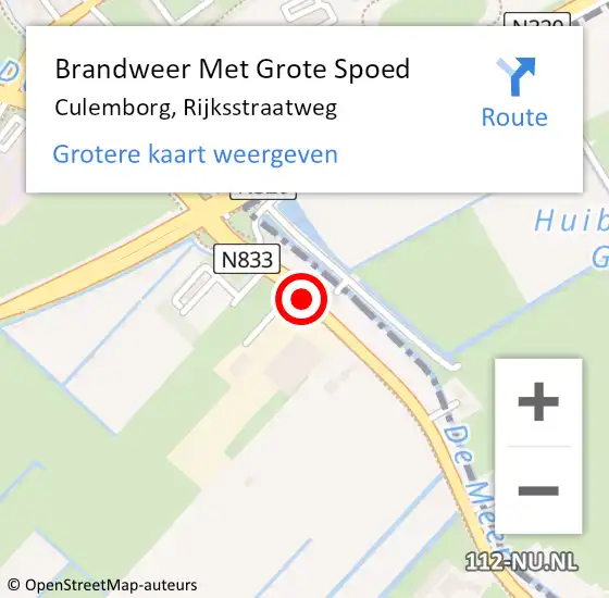 Locatie op kaart van de 112 melding: Brandweer Met Grote Spoed Naar Culemborg, Rijksstraatweg op 20 maart 2021 18:56