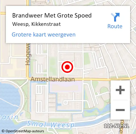 Locatie op kaart van de 112 melding: Brandweer Met Grote Spoed Naar Weesp, Kikkenstraat op 20 maart 2021 19:05