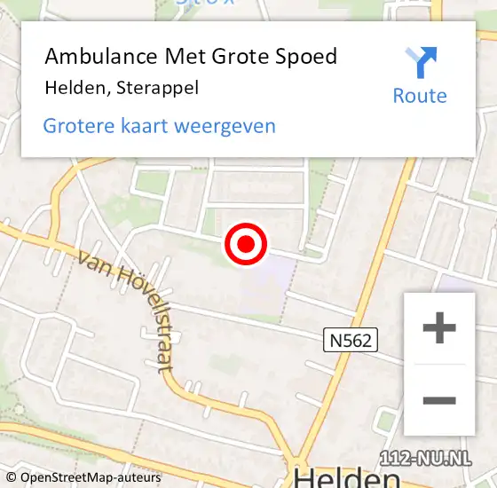 Locatie op kaart van de 112 melding: Ambulance Met Grote Spoed Naar Helden, Sterappel op 20 maart 2021 19:11