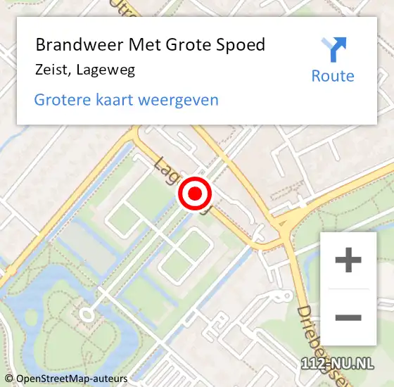 Locatie op kaart van de 112 melding: Brandweer Met Grote Spoed Naar Zeist, Lageweg op 20 maart 2021 21:53