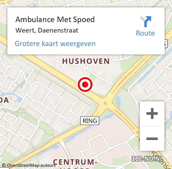 Locatie op kaart van de 112 melding: Ambulance Met Spoed Naar Weert, Daenenstraat op 5 juni 2014 13:34