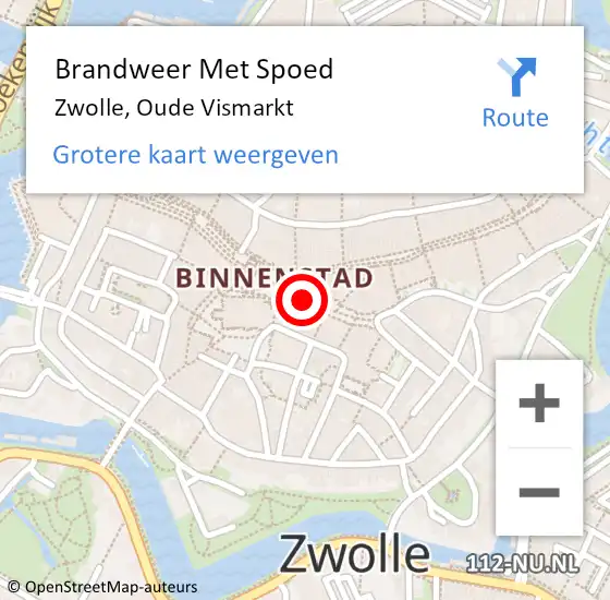 Locatie op kaart van de 112 melding: Brandweer Met Spoed Naar Zwolle, Oude Vismarkt op 21 maart 2021 01:01