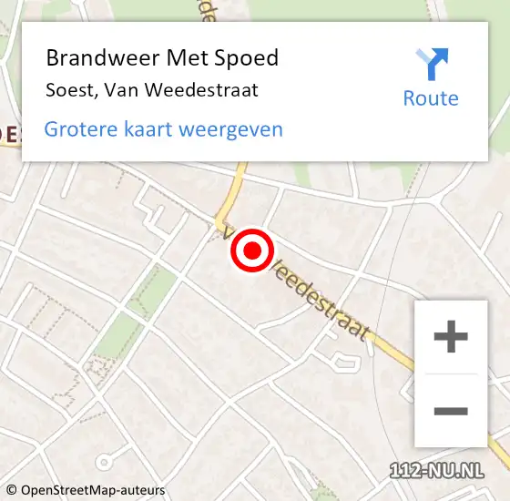 Locatie op kaart van de 112 melding: Brandweer Met Spoed Naar Soest, Van Weedestraat op 21 maart 2021 02:16