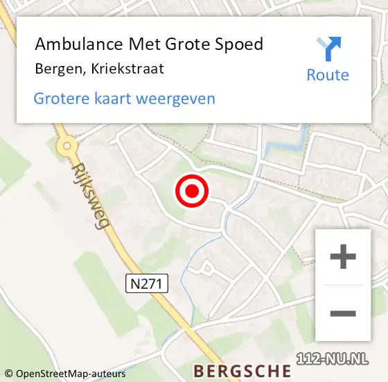 Locatie op kaart van de 112 melding: Ambulance Met Grote Spoed Naar Bergen, Kriekstraat op 5 juni 2014 13:39