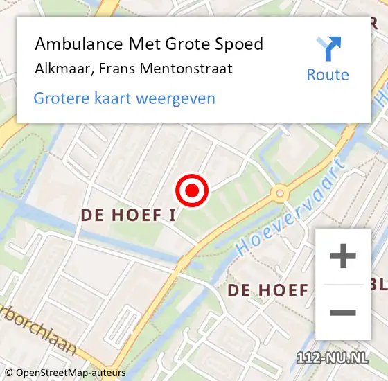 Locatie op kaart van de 112 melding: Ambulance Met Grote Spoed Naar Alkmaar, Frans Mentonstraat op 21 maart 2021 07:36