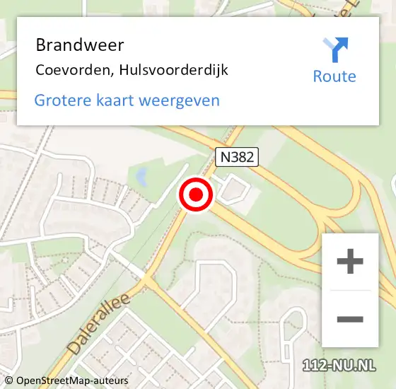 Locatie op kaart van de 112 melding: Brandweer Coevorden, Hulsvoorderdijk op 21 maart 2021 08:59