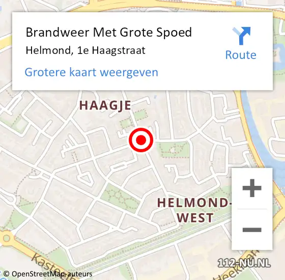 Locatie op kaart van de 112 melding: Brandweer Met Grote Spoed Naar Helmond, 1e Haagstraat op 21 maart 2021 09:54