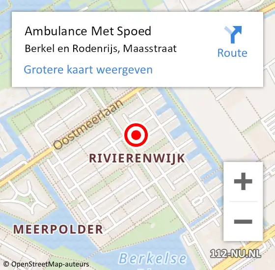Locatie op kaart van de 112 melding: Ambulance Met Spoed Naar Berkel en Rodenrijs, Maasstraat op 21 maart 2021 10:23