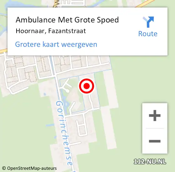 Locatie op kaart van de 112 melding: Ambulance Met Grote Spoed Naar Hoornaar, Fazantstraat op 21 maart 2021 10:46