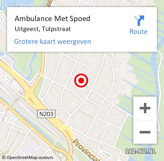 Locatie op kaart van de 112 melding: Ambulance Met Spoed Naar Uitgeest, Tulpstraat op 21 maart 2021 12:21