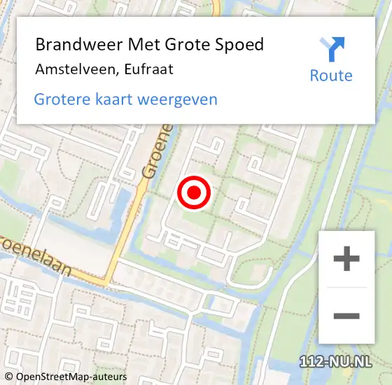 Locatie op kaart van de 112 melding: Brandweer Met Grote Spoed Naar Amstelveen, Eufraat op 21 maart 2021 12:35