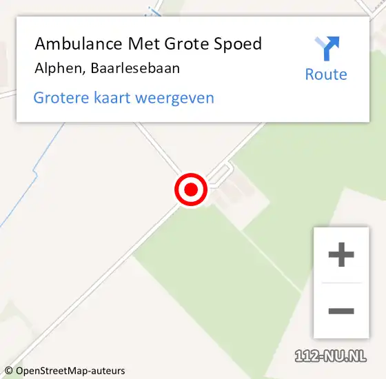 Locatie op kaart van de 112 melding: Ambulance Met Grote Spoed Naar Alphen, Baarlesebaan op 21 maart 2021 12:36