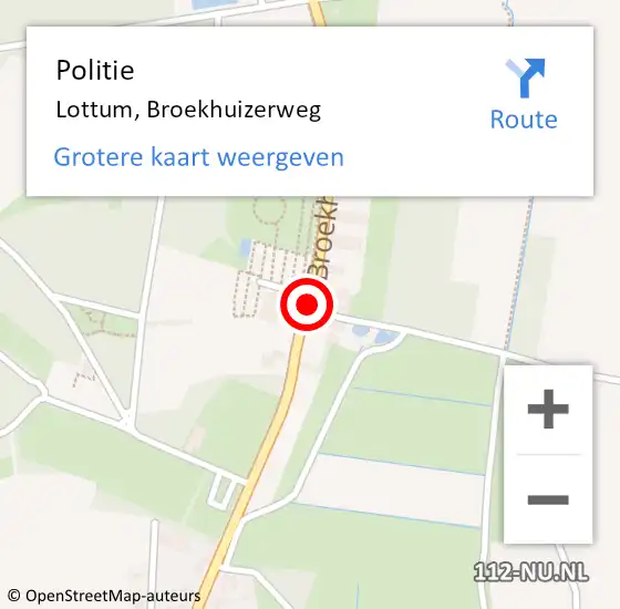 Locatie op kaart van de 112 melding: Politie Lottum, Broekhuizerweg op 21 maart 2021 13:13