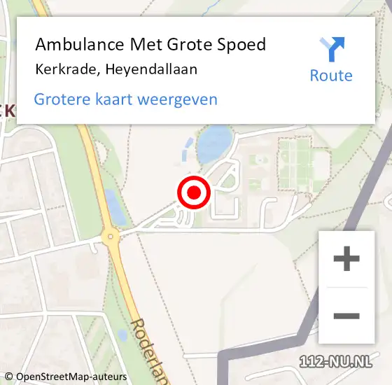 Locatie op kaart van de 112 melding: Ambulance Met Grote Spoed Naar Kerkrade, Heyendallaan op 21 maart 2021 13:19