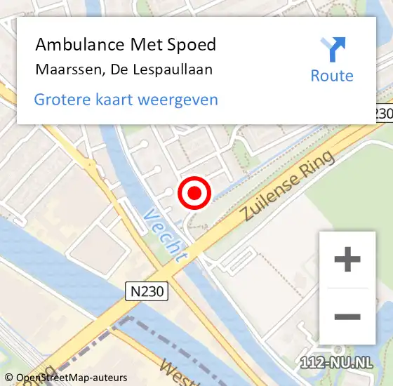 Locatie op kaart van de 112 melding: Ambulance Met Spoed Naar Maarssen, De Lespaullaan op 5 juni 2014 14:39