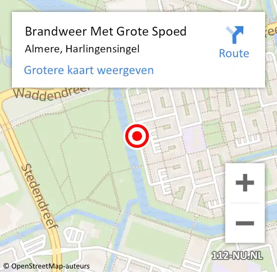 Locatie op kaart van de 112 melding: Brandweer Met Grote Spoed Naar Almere, Harlingensingel op 21 maart 2021 17:47