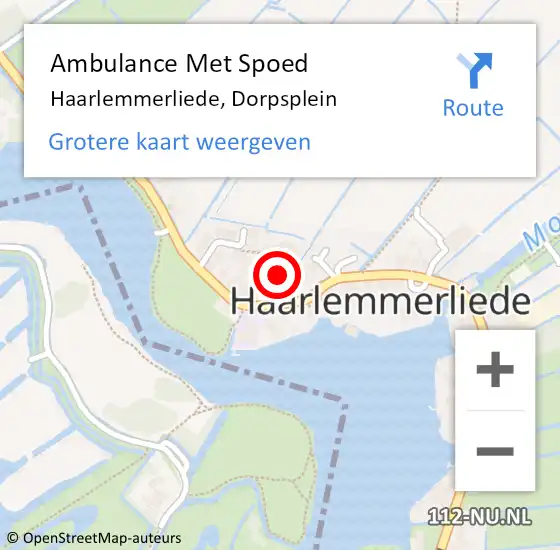 Locatie op kaart van de 112 melding: Ambulance Met Spoed Naar Haarlemmerliede, Dorpsplein op 21 maart 2021 18:39