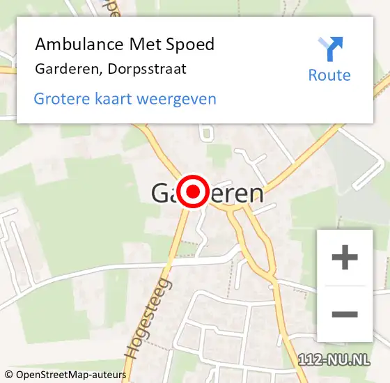 Locatie op kaart van de 112 melding: Ambulance Met Spoed Naar Garderen, Dorpsstraat op 21 maart 2021 21:41