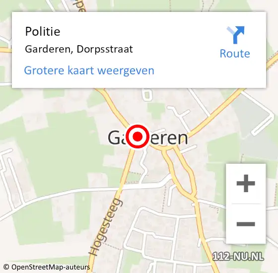 Locatie op kaart van de 112 melding: Politie Garderen, Dorpsstraat op 21 maart 2021 21:42