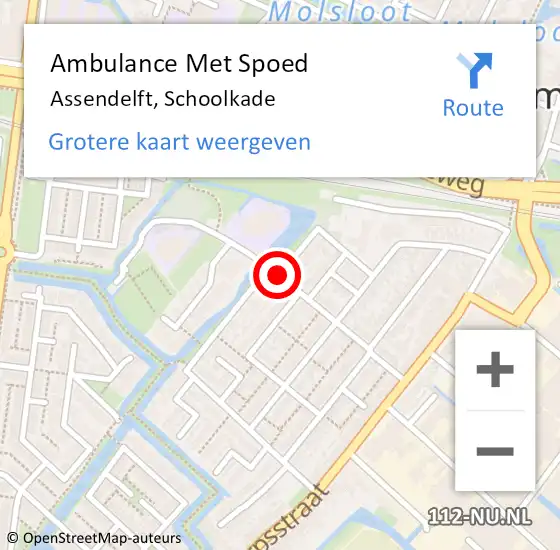 Locatie op kaart van de 112 melding: Ambulance Met Spoed Naar Assendelft, Schoolkade op 21 maart 2021 21:44