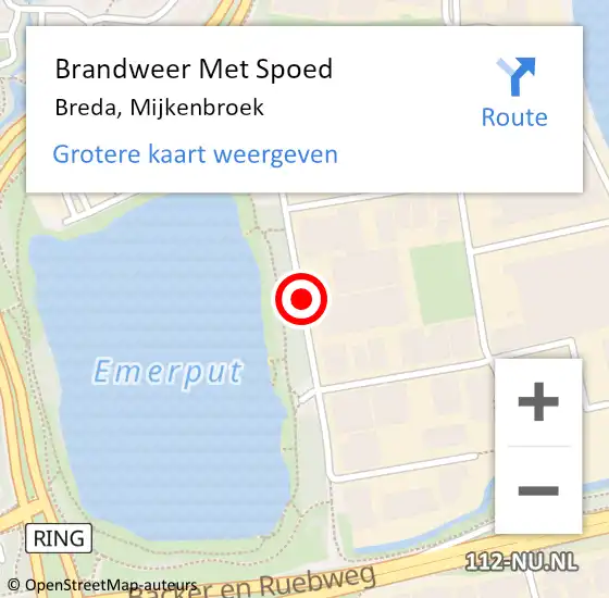 Locatie op kaart van de 112 melding: Brandweer Met Spoed Naar Breda, Mijkenbroek op 21 maart 2021 21:45