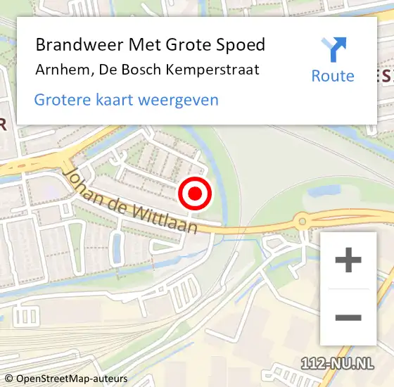 Locatie op kaart van de 112 melding: Brandweer Met Grote Spoed Naar Arnhem, De Bosch Kemperstraat op 22 maart 2021 00:38