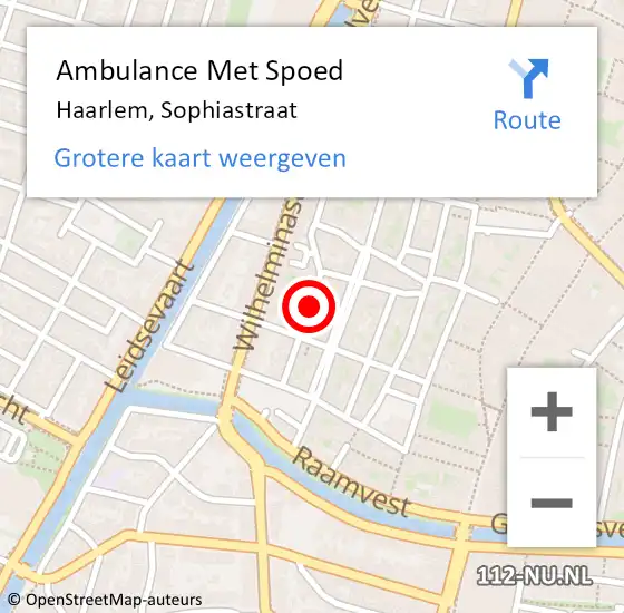 Locatie op kaart van de 112 melding: Ambulance Met Spoed Naar Haarlem, Sophiastraat op 22 maart 2021 02:32