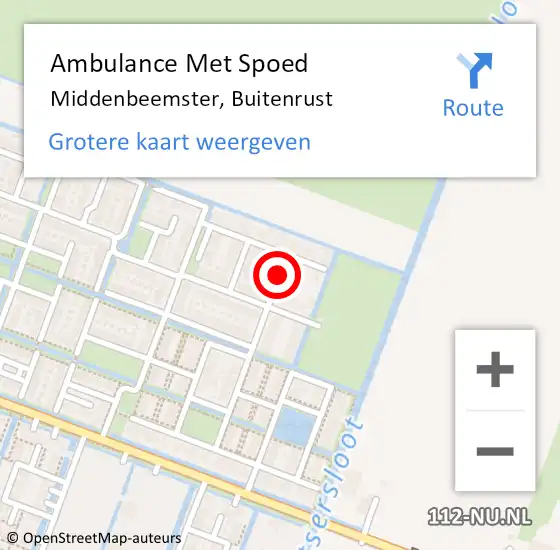 Locatie op kaart van de 112 melding: Ambulance Met Spoed Naar Middenbeemster, Buitenrust op 22 maart 2021 06:06