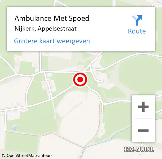 Locatie op kaart van de 112 melding: Ambulance Met Spoed Naar Nijkerk, Appelsestraat op 22 maart 2021 06:07